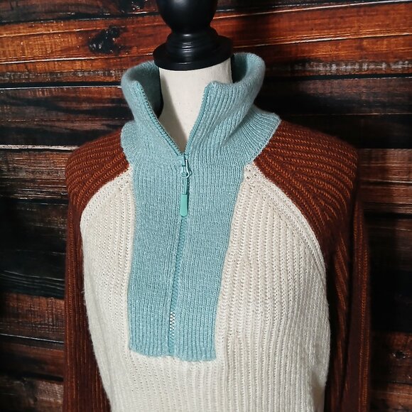 NWT Urban Outfitters BDG Sweater XS Cropped Quarter Zip Colorblock Oversized - Picture 4 of 11